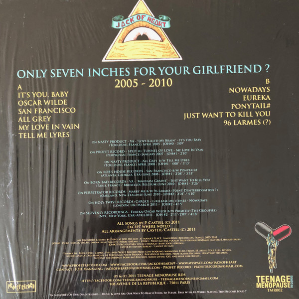 Jack Of Heart - Only Seven Inches For Your Girlfriend? | Teenage Menopause Records (TMR002) - 2