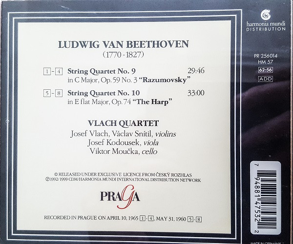 Ludwig van Beethoven , Vlach Quartet - String Quartet No.9, Op.59 No.3; String Quartet No.10 Op.74 | Praga (PR 256014) - 2