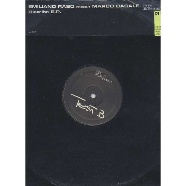 Emiliano Raso Present Marco Casale - Diatriba E.P. | V.O.T.U. Records (Voice Of The Underground Records) (VU 082)