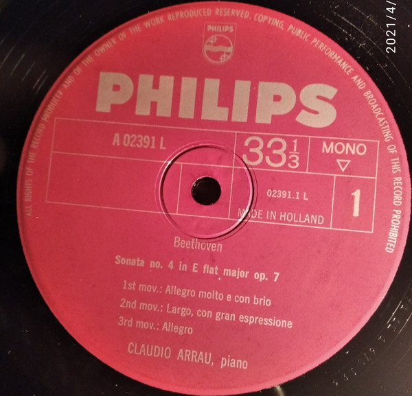 Ludwig van Beethoven , Claudio Arrau - Klaviersonaten Es-Dur Op. 7 - F-Moll Op. 2, 1 | Philips (A 02391 L) - 3