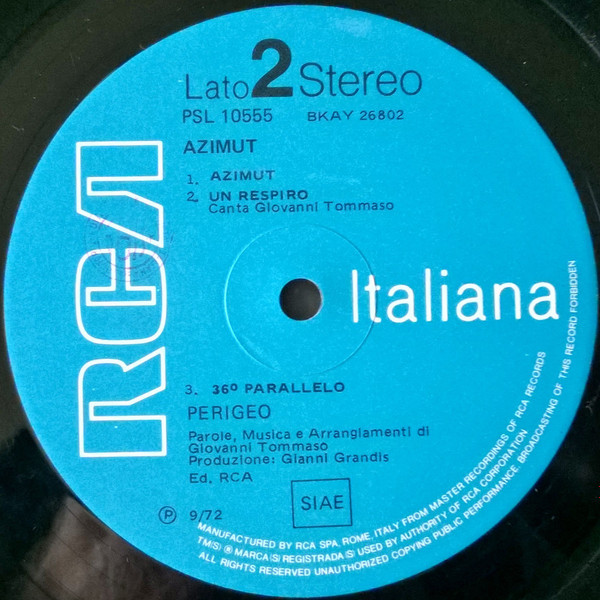 Perigeo - Azimut | RCA Italiana (PSL 10555) - 4 Perigeo - Azimut | RCA Italiana (PSL 10555) - 4
