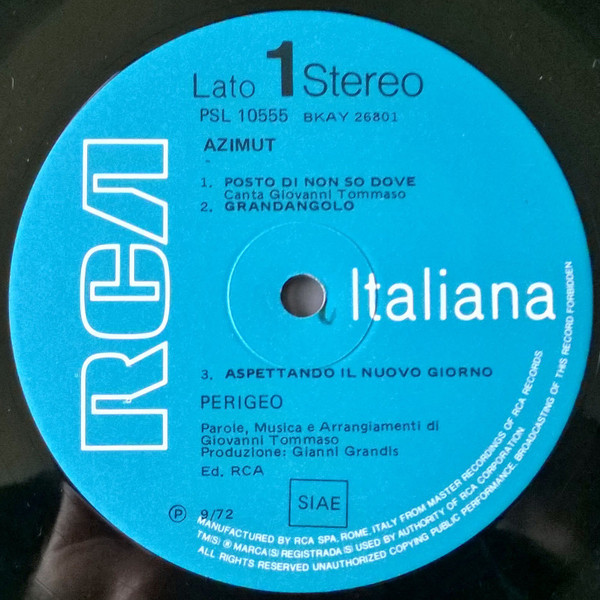 Perigeo - Azimut | RCA Italiana (PSL 10555) - 3 Perigeo - Azimut | RCA Italiana (PSL 10555) - 3