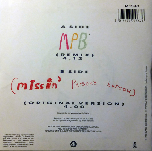 Womack & Womack - MPB (Missin' Persons Bureau) | Island Records (1A 112471) - 2