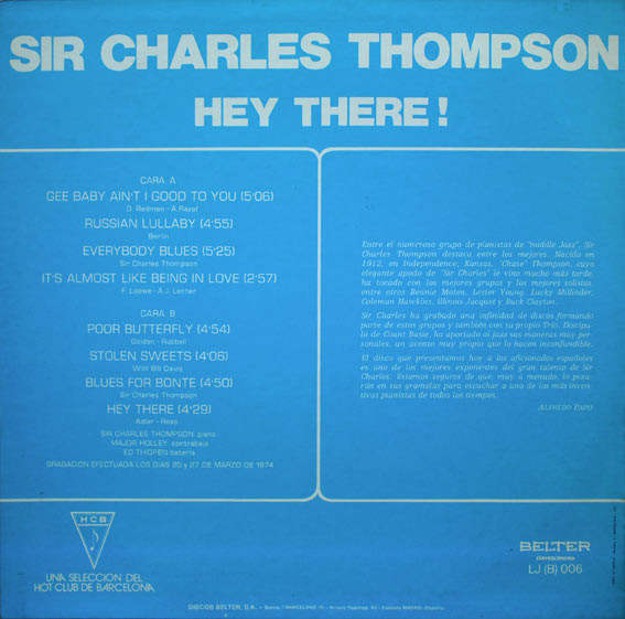 Sir Charles Thompson - Hey There! | Belter (LJ (B) 006) - 2 Sir Charles Thompson - Hey There! | Belter (LJ (B) 006) - 2