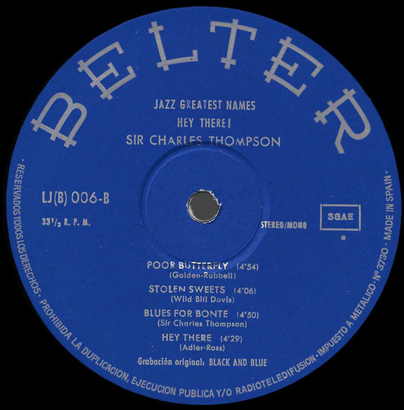 Sir Charles Thompson - Hey There! | Belter (LJ (B) 006) - 3 Sir Charles Thompson - Hey There! | Belter (LJ (B) 006) - 3