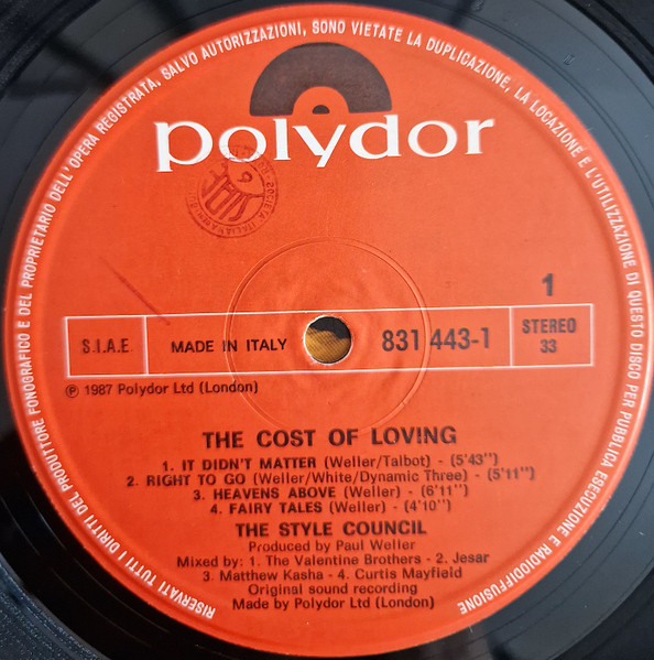 The Style Council - The Cost Of Loving | Polydor (831 443-1) - 3