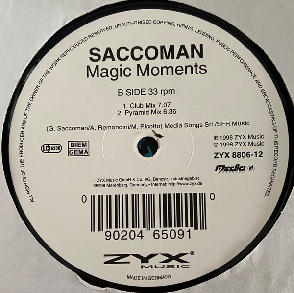 Saccoman - Magic Moments | ZYX Music (ZYX 8806-12) - 3 Saccoman - Magic Moments | ZYX Music (ZYX 8806-12) - 3