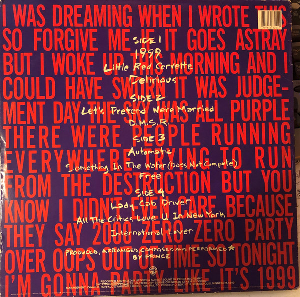 Prince - 1999 | Warner Bros. Records (9 23720-1 F) - 2