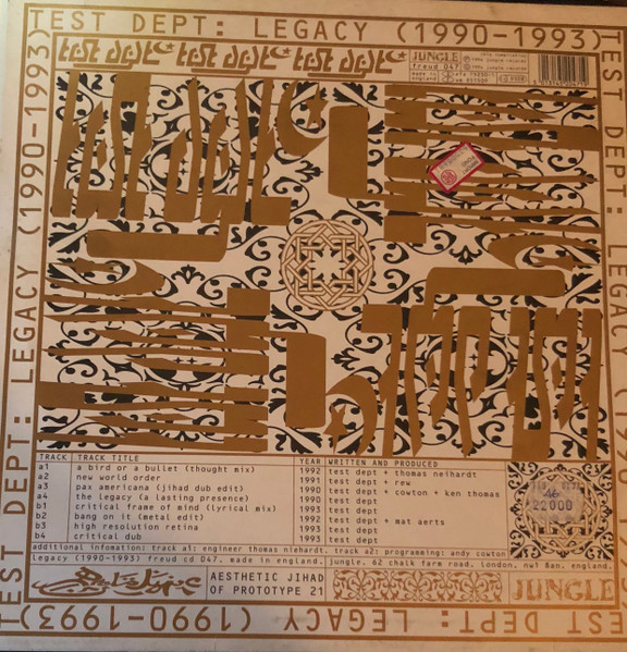 Test Dept. - Legacy (1990 - 1993) | Jungle Records (FREUD 047) - 2