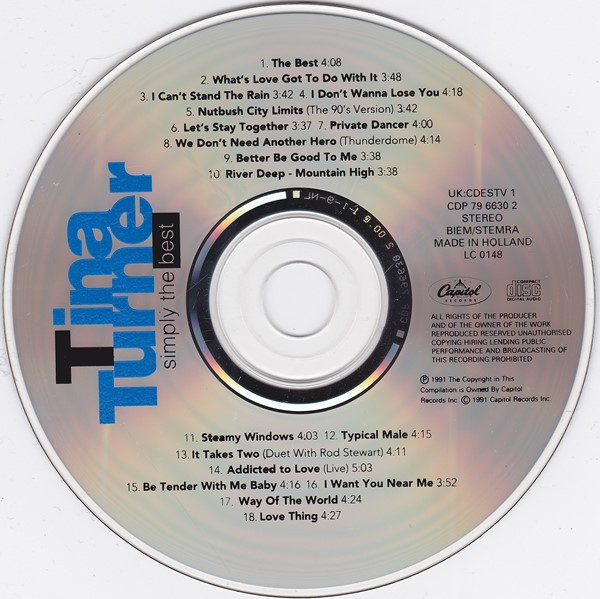Tina Turner - Simply The Best | Capitol Records (CDP 79 6630 2) - 3 Tina Turner - Simply The Best | Capitol Records (CDP 79 6630 2) - 3