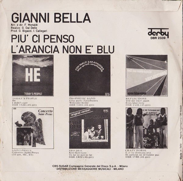 Gianni Bella - Più Ci Penso | Derby (DBR 2339) - 2