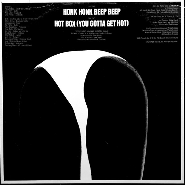 Randy Badazz - Honk Honk Beep Beep | A&M Records (SP-12006) - 2