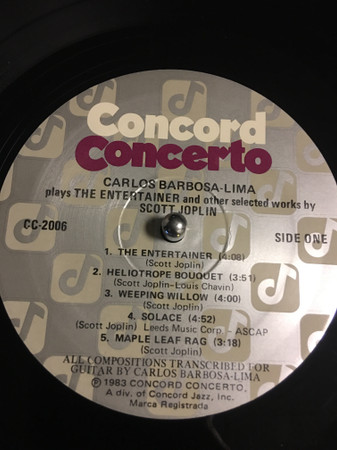 Carlos Barbosa-Lima Plays The Entertainer & Selected Works By Scott Joplin