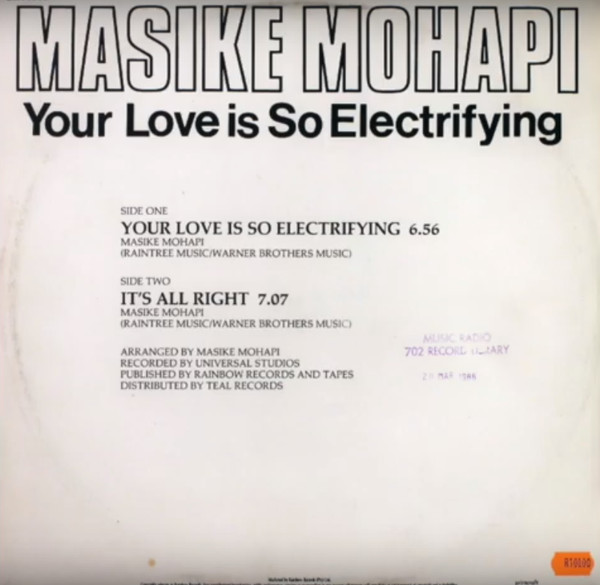 Masike Mohapi - Your Love Is So Electrifying | Raintree Records (CEX 8001) - 2