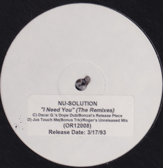 Nu-Solution - I Need You (The Remixes) | One Records (OR12008) - 2