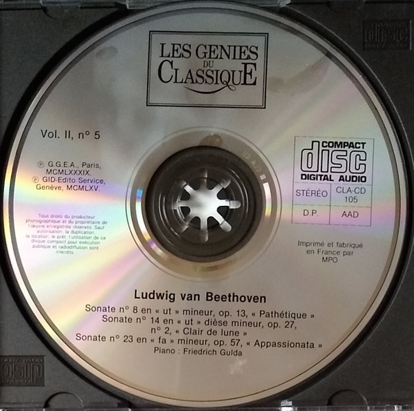 Ludwig van Beethoven - Sonates N° 8 «Pathétique» · N° 14 «Clair De Lune» · N° 23 «Appassionato» | Editions Atlas (CLA-CD 105) - 3