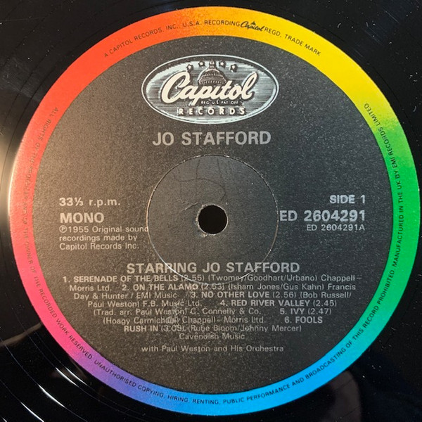 Jo Stafford With Paul Weston And His Orchestra - Starring Jo Stafford | Capitol Records (ED 2604291) - 3 Jo Stafford With Paul Weston And His Orchestra - Starring Jo Stafford | Capitol Records (ED 2604291) - 3