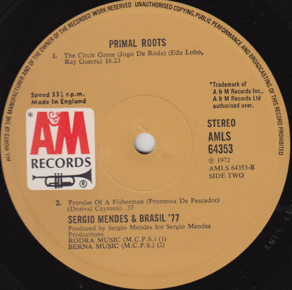 Sérgio Mendes & Brasil '77 - Primal Roots | A&M Records (AMLS 64353) - main Sérgio Mendes & Brasil '77 - Primal Roots | A&M Records (AMLS 64353) - main