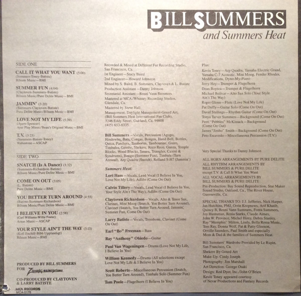 Bill Summers & Summers Heat - Call It What You Want | MCA Records (MCA-5176) - 2 Bill Summers & Summers Heat - Call It What You Want | MCA Records (MCA-5176) - 2