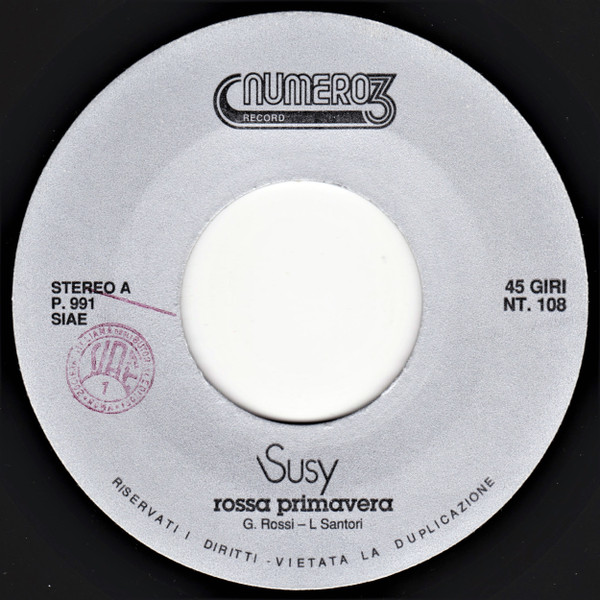 Susy Pintus - Rossa Primavera / E Se Domani Piovesse | Numero 3 Record (NT 108) - 3