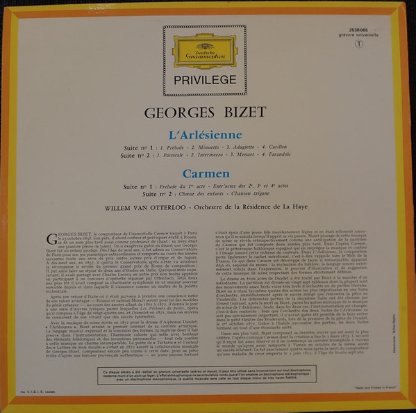 Georges Bizet , Residentie Orkest , Willem Van Otterloo - Carmen-Suiten - L´Arlésienne-Suiten | Deutsche Grammophon Privilege (2538 065) - 2 Georges Bizet , Residentie Orkest , Willem Van Otterloo - Carmen-Suiten - L´Arlésienne-Suiten | Deutsche Grammophon Privilege (2538 065) - 2