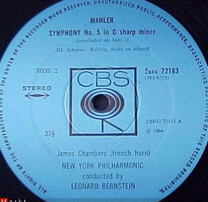 Gustav Mahler , Leonard Bernstein , New York Philharmonic - Symphony No. 5 In C-Sharp Minor / Kindertotenlieder | CBS (SBRG 72183) - main