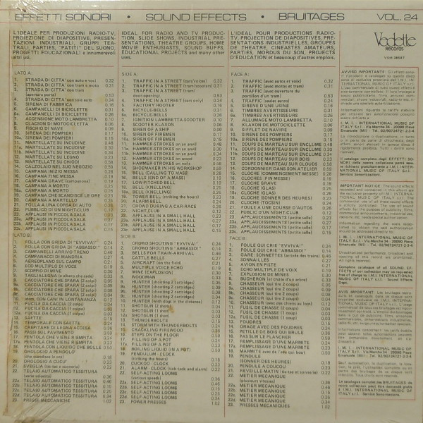 No Artist - Sound Effects 24 - Effetti Sonori Vol.24 | Vedette Records (VSM 38587) - 2