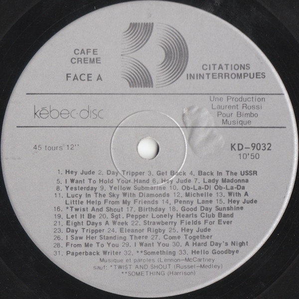 Café Crème - Citations Ininterrompues [Vinyl] | Kébec-Disc (KD-9032) - 3
