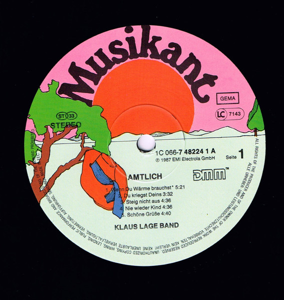 Klaus Lage Band - Amtlich! | Musikant (1C 066-7 48224 1) - 3