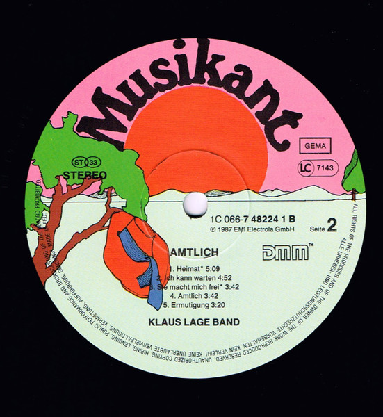 Klaus Lage Band - Amtlich! | Musikant (1C 066-7 48224 1) - 4