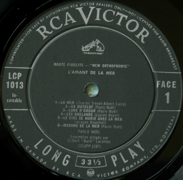 Paolo Noël - L'Amant De La Mer | RCA Victor (LCP 1013) - 3 Paolo Noël - L'Amant De La Mer | RCA Victor (LCP 1013) - 3