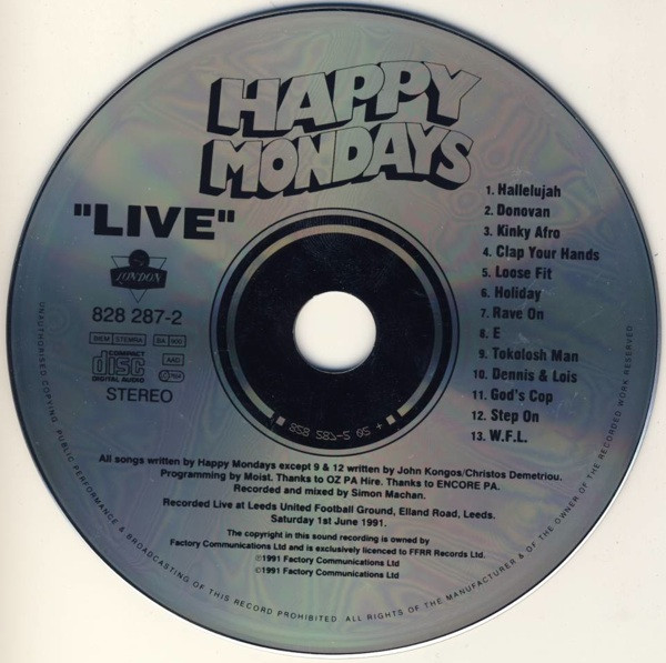 Happy Mondays - Live | London Records (828 287-2) - 3 Happy Mondays - Live | London Records (828 287-2) - 3