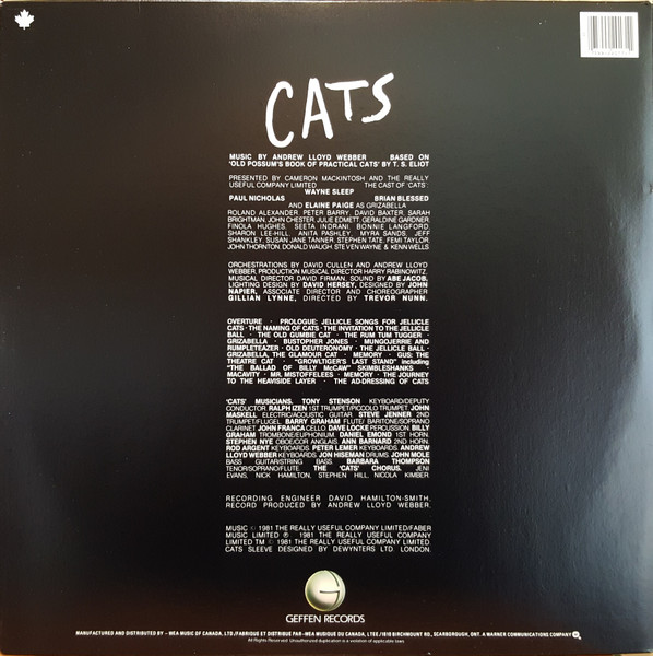 Andrew Lloyd Webber - Cats (2LP) [Vinyl] | Geffen Records (2GHS 2017) - 2