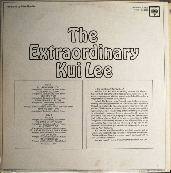 Kui Lee - The Extraordinary Kui Lee | Columbia (CS 9403) - 2 Kui Lee - The Extraordinary Kui Lee | Columbia (CS 9403) - 2