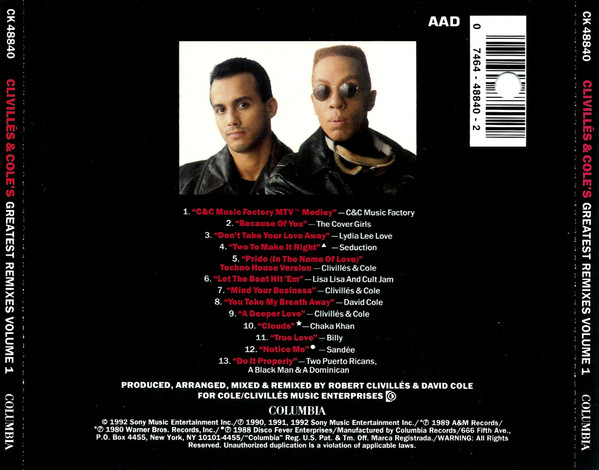 Clivillés & Cole - Greatest Remixes Vol. 1 | Columbia (CK 48840) - 4