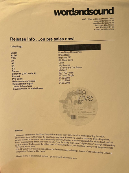 Knee Deep - Big Love EP | Kneedeep Recordings (KDR013) - 2 Knee Deep - Big Love EP | Kneedeep Recordings (KDR013) - 2