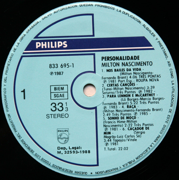 Milton Nascimento - Personalidade | Philips (833 695-1) - 4