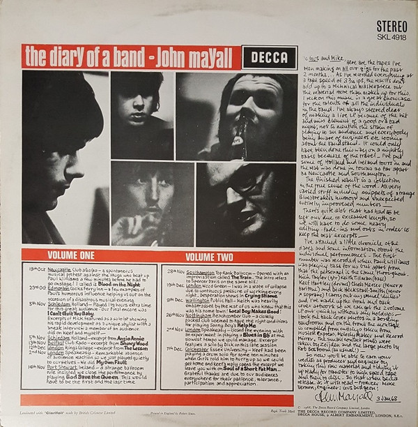 John Mayall - The Diary Of A Band Volume One | Decca (SKL 4918) - 2