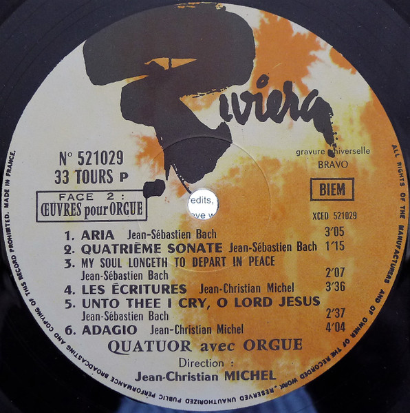 Jean-Christian Michel , Quatuor Avec Orgue - Requiem | Riviera (521 029) - 4 Jean-Christian Michel , Quatuor Avec Orgue - Requiem | Riviera (521 029) - 4