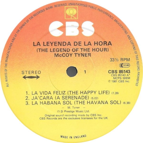 McCoy Tyner - La Leyenda De La Hora (The Legend Of The Hour) | CBS (CBS 85143) - 3 McCoy Tyner - La Leyenda De La Hora (The Legend Of The Hour) | CBS (CBS 85143) - 3