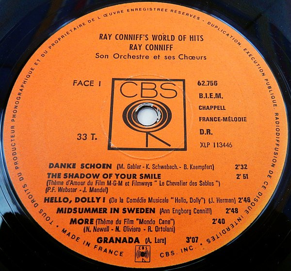 Ray Conniff And His Orchestra & Chorus - Ray Conniff's World Of Hits | CBS (62756) - 3 Ray Conniff And His Orchestra & Chorus - Ray Conniff's World Of Hits | CBS (62756) - 3