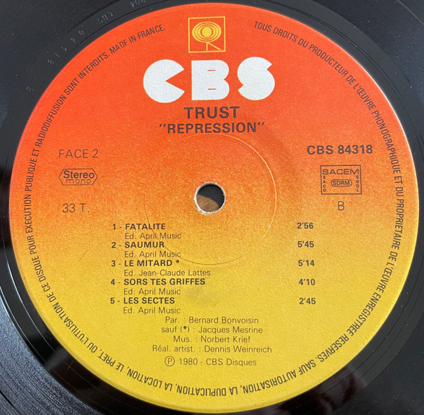Trust - Repression | CBS (84318) - 4 Trust - Repression | CBS (84318) - 4