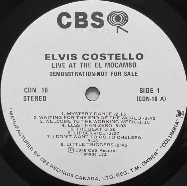 Elvis Costello - Live At The El Mocambo | CBS (CDN 10) - 3 Elvis Costello - Live At The El Mocambo | CBS (CDN 10) - 3