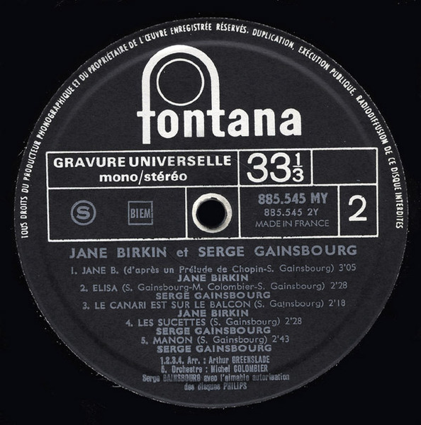 Serge Gainsbourg & Jane Birkin - Jane Birkin - Serge Gainsbourg | Fontana (885.545 MY) - 4