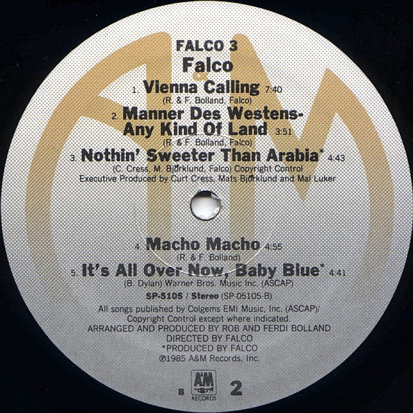 Falco - Falco 3 | A&M Records (SP-5105) - 4