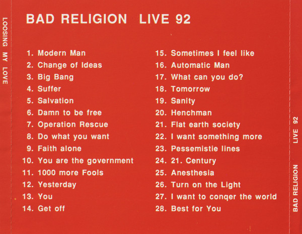 Bad Religion - Loosing My Love - Live 92 | Not On Label (Bad Religion) (SE-302) - main