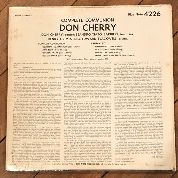 Don Cherry - Complete Communion | Blue Note (BLP 4226) - 2