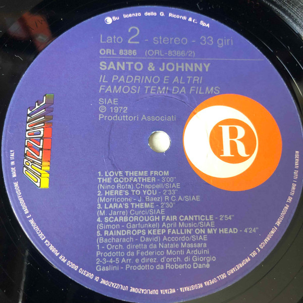 Santo & Johnny - Il Padrino Famosi Temi Da Films | Ricordi (ORL 8386) - 4