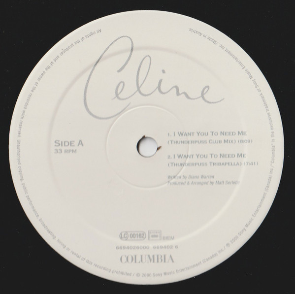 Céline Dion - I Want You To Need Me | Columbia (6694026000) - 3