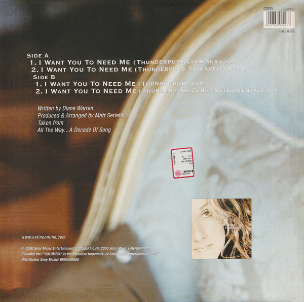 Céline Dion - I Want You To Need Me | Columbia (6694026000) - 2